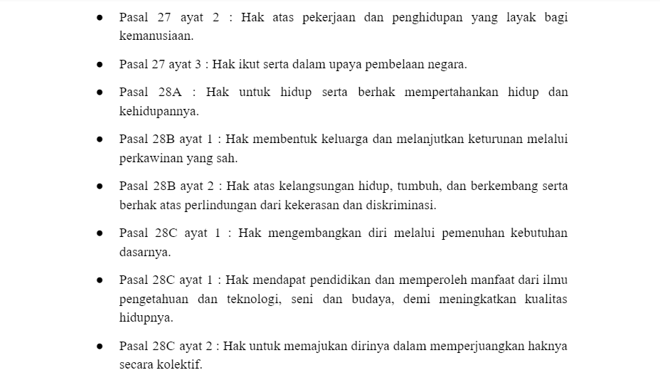 Kewajiban warga negara tidak dapat dilaksanakan secara mutlak karena dibatasi oleh