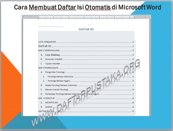 Daftar isi otomatis telah selesai