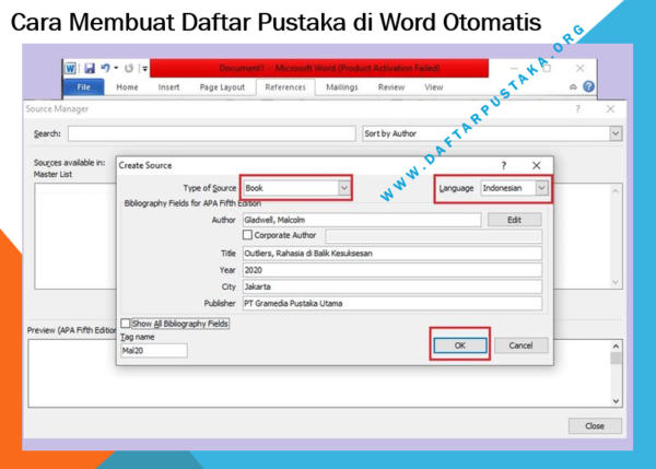 Cara Membuat Daftar Pustaka di Word Otomatis