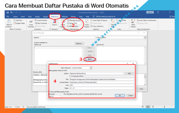 Membuat Daftar Pustaka di Word