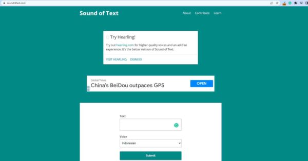 Sound of text bahasa Indonesia